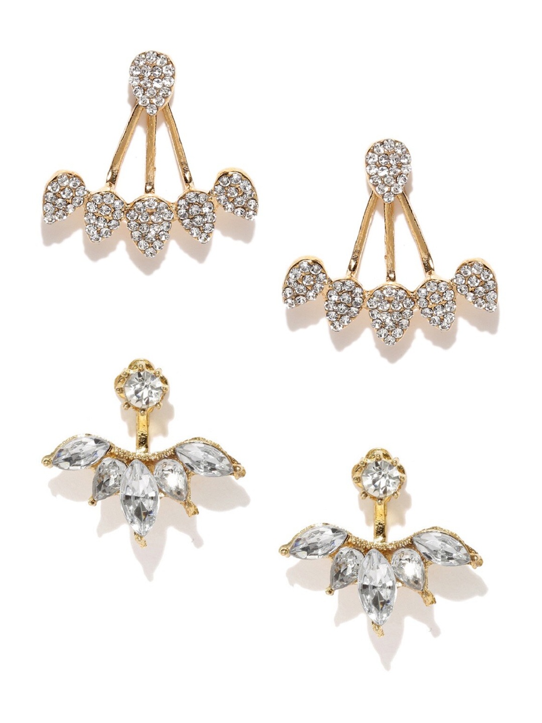 

OOMPH Set Of 2 Floral Studs Earrings, Gold