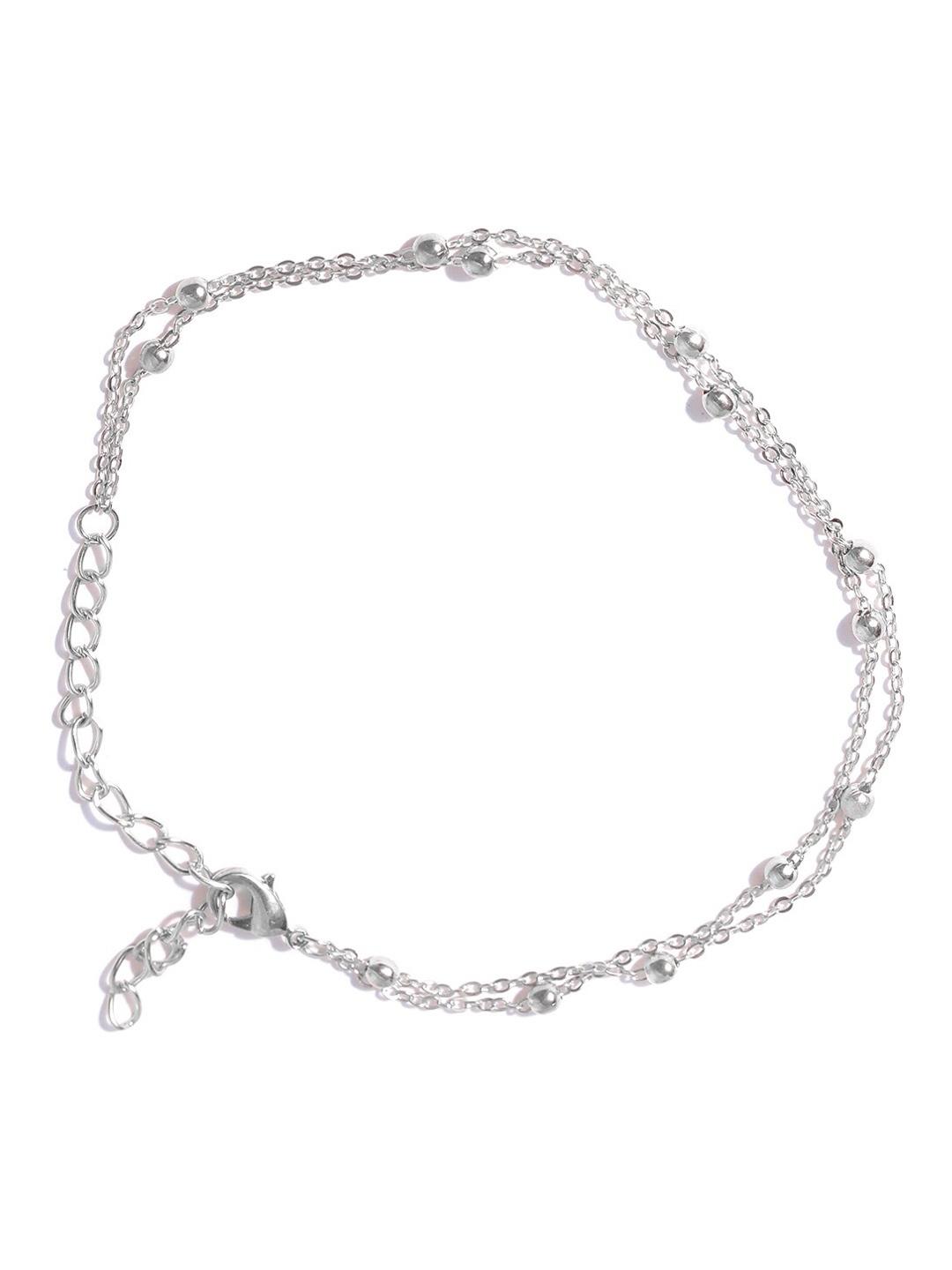 

OOMPH Silver Beads Layered Anklet
