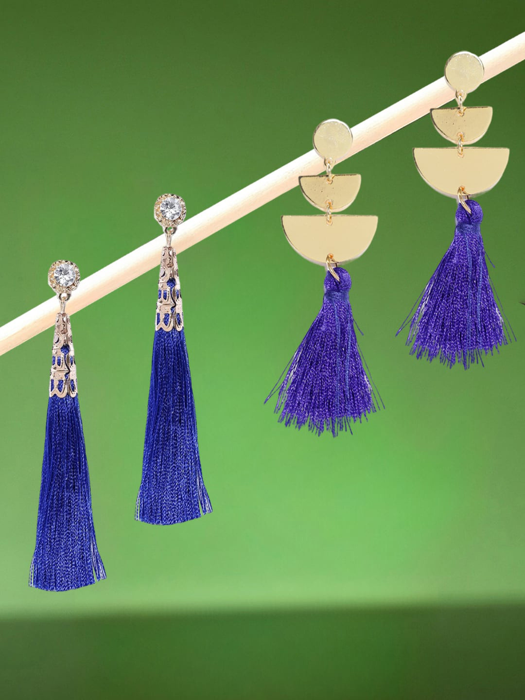 

OOMPH Set Of 2 Circular Drop Earrings, Blue