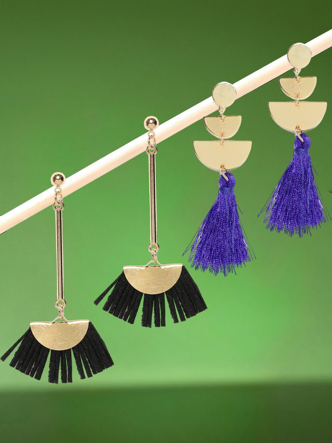 

OOMPH Set Of 2 Tasselled Drop Earrings, Black