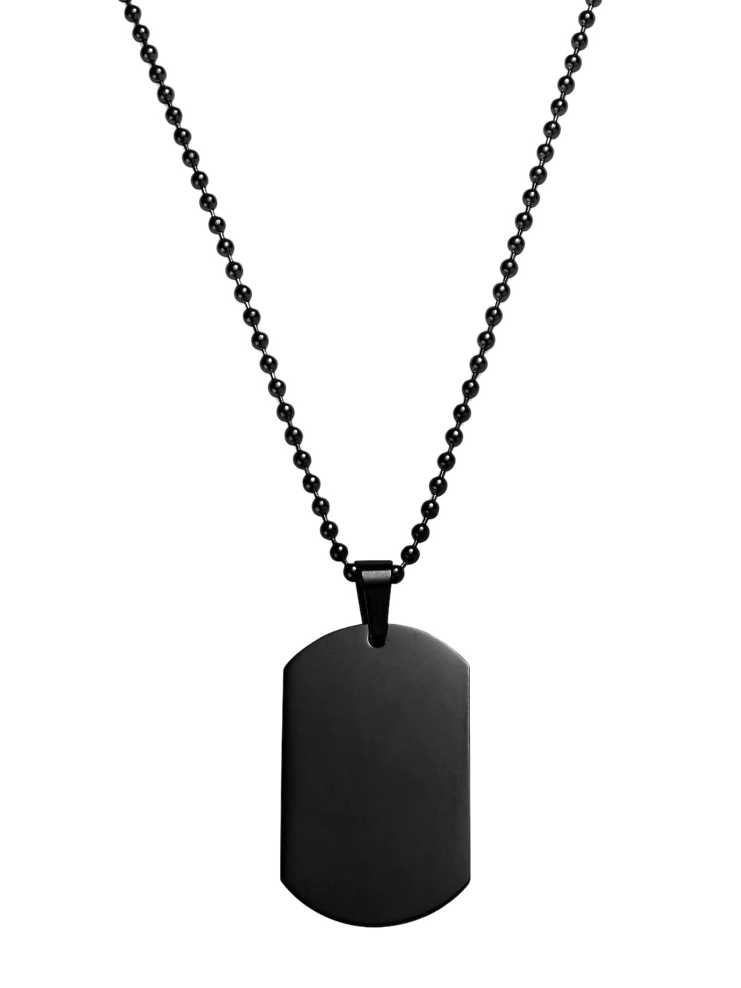

OOMPH Men Stainless Steel Army Dog Tag Pendant With Chain, Black