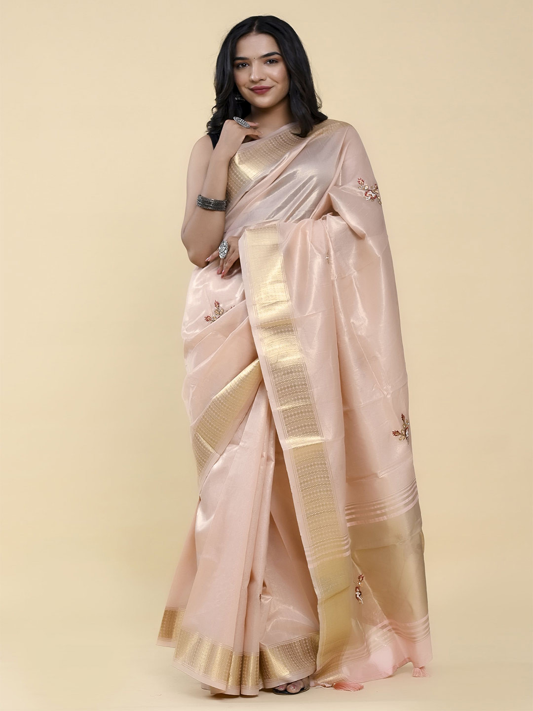

elora Woven Design Bhagalpuri Saree, Pink