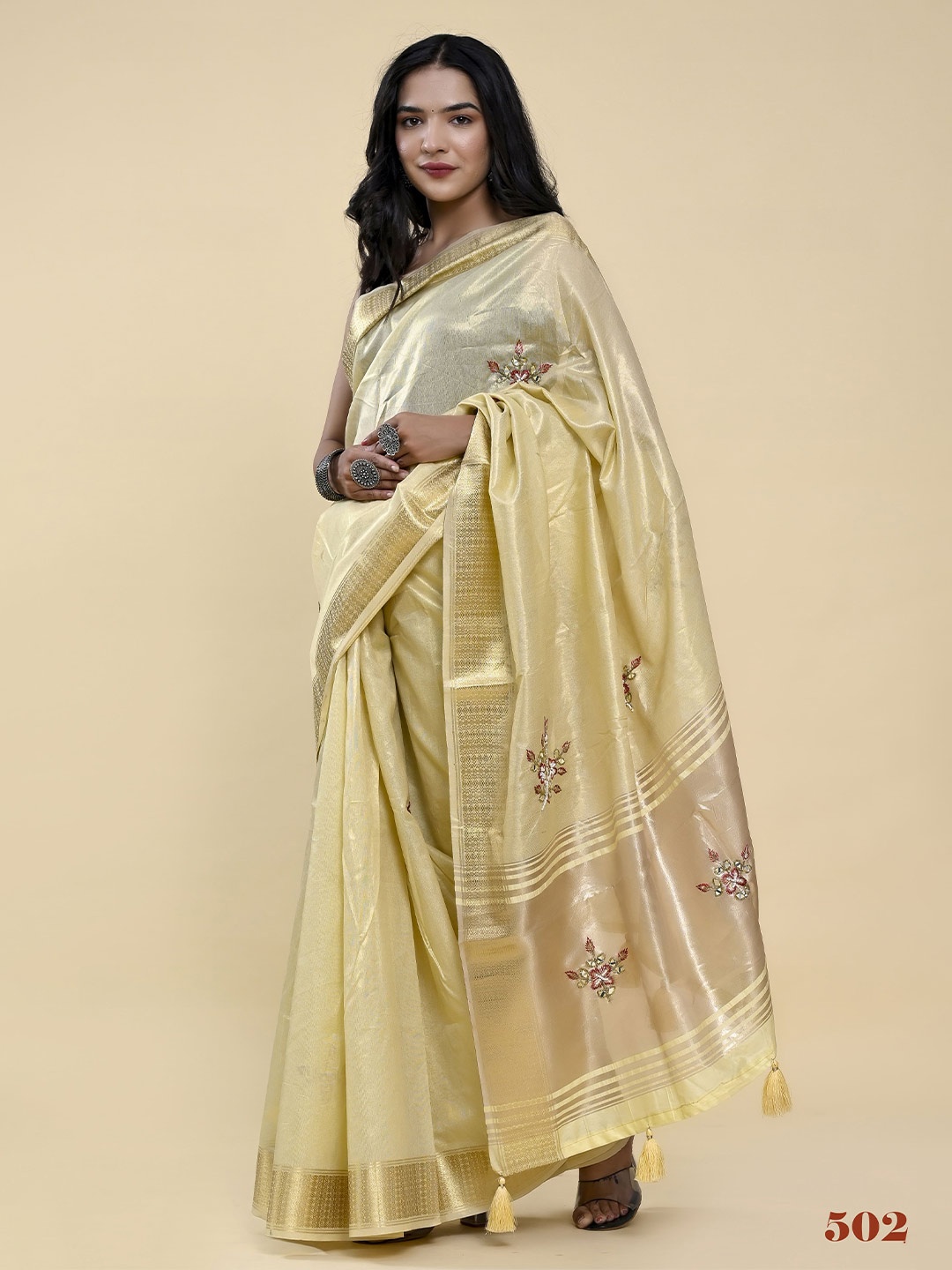 

elora Woven Design Bhagalpuri Saree, Yellow