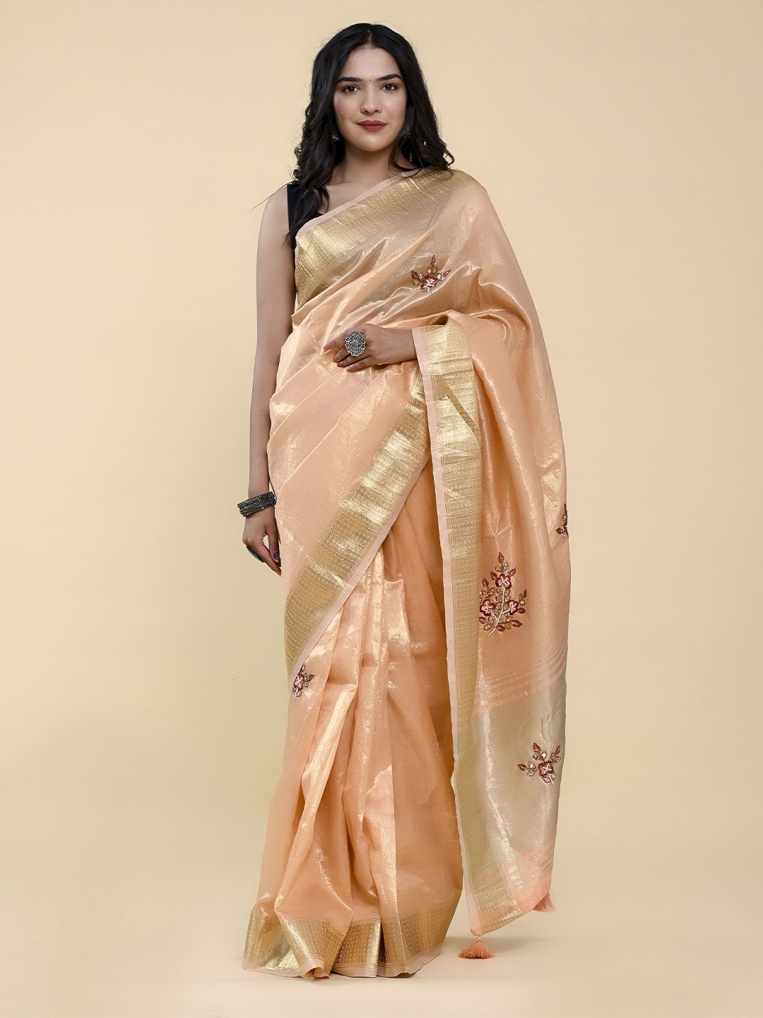 

elora Woven Design Bhagalpuri Saree, Peach