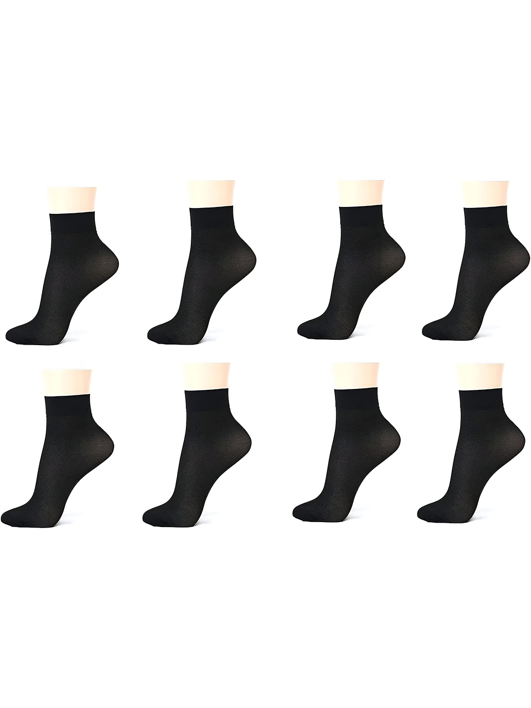 

Hill Islands Women Pack Of 8 Above Ankle Length Sheer Socks, Black