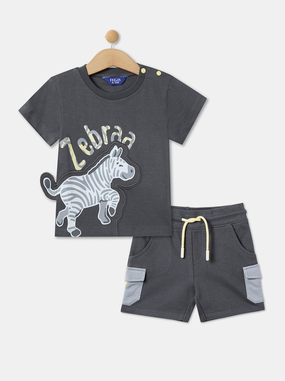 

R&B Boys Printed T-shirt With Shorts, Black