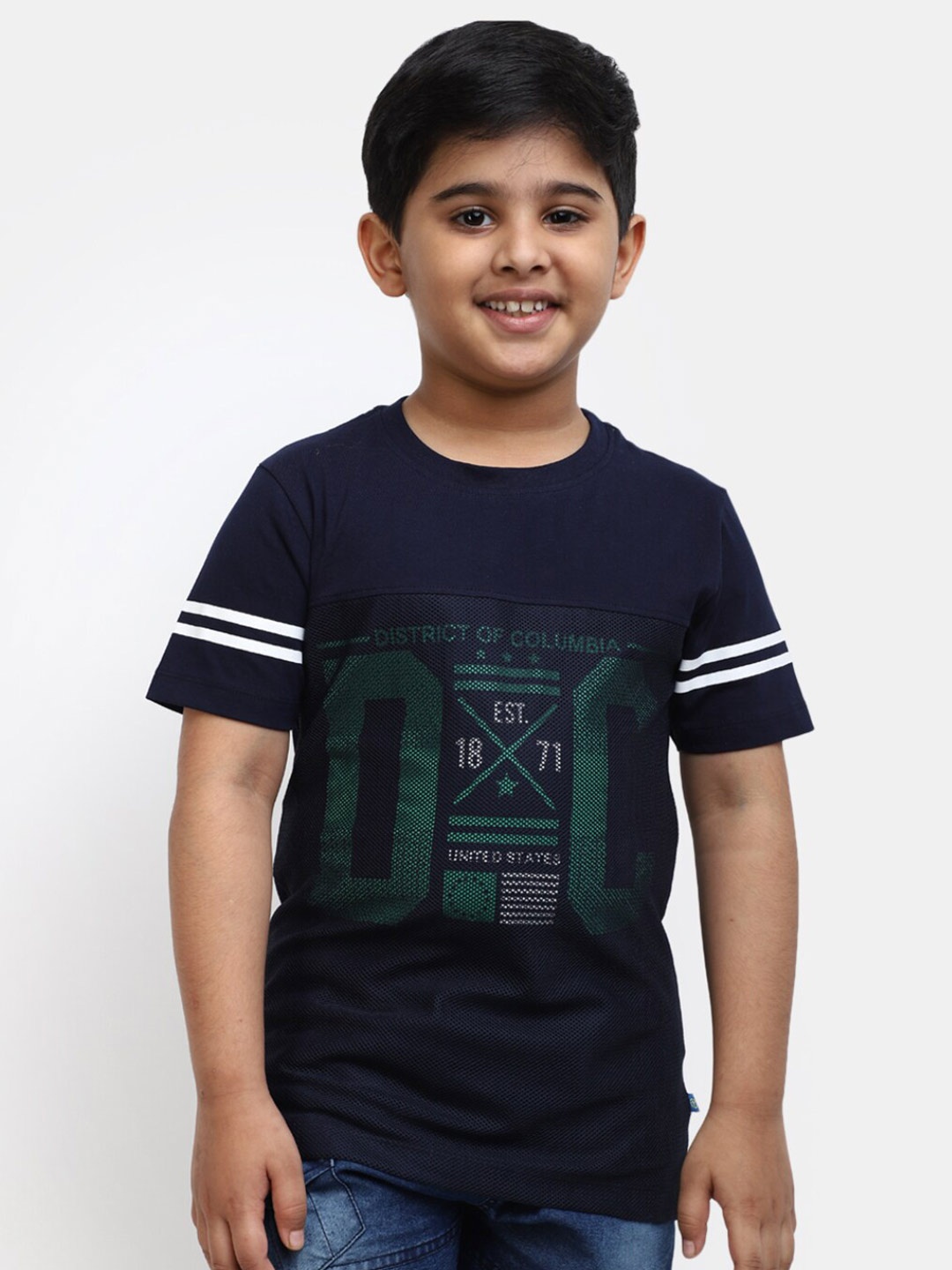 

V-Mart Boys Typography Printed Cotton T-shirt, Navy blue