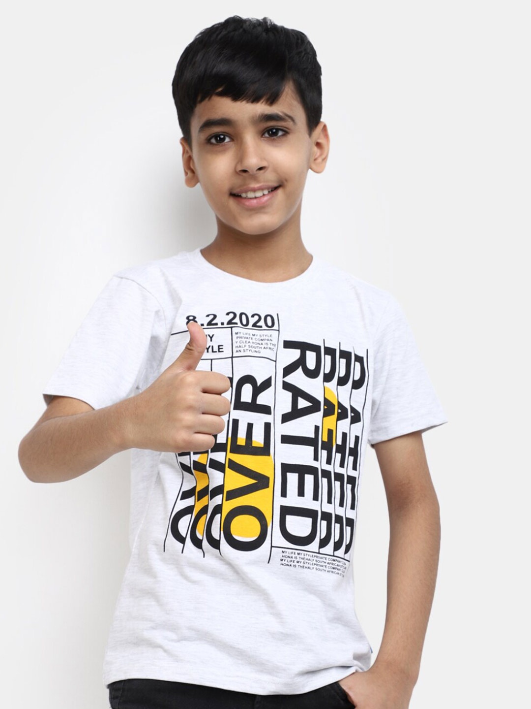 V-Mart Boys Typography Printed Cotton T-shirt, White