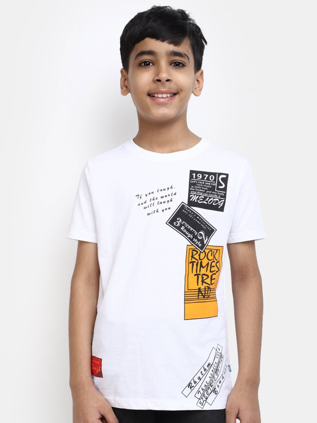 

V-Mart Boys Typography Printed Cotton T-shirt, White