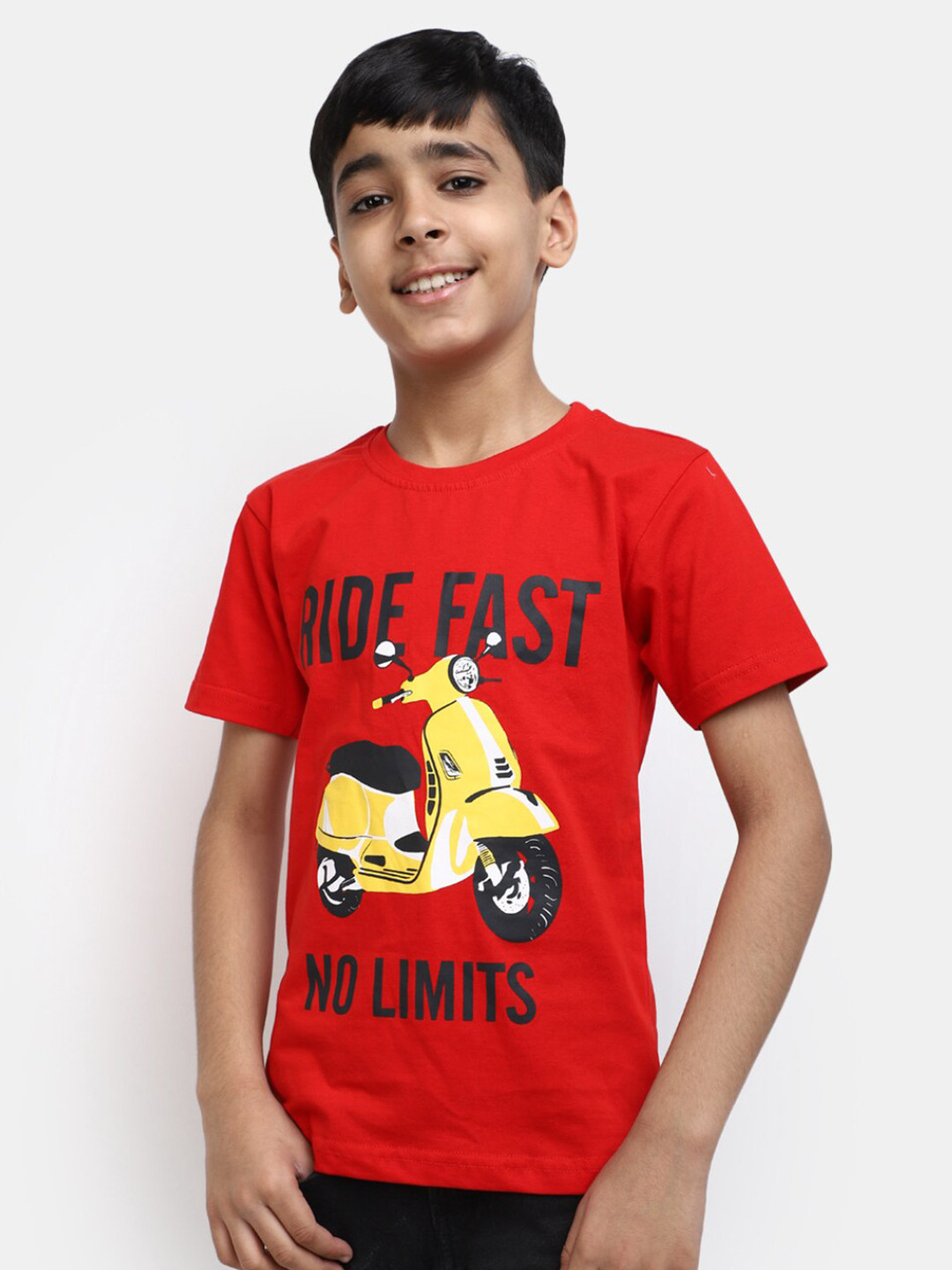 

V-Mart Boys Typography Printed Cotton T-shirt, Red