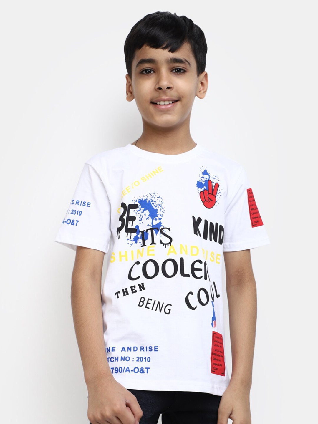 

V-Mart Boys Typography Printed Cotton T-shirt, White