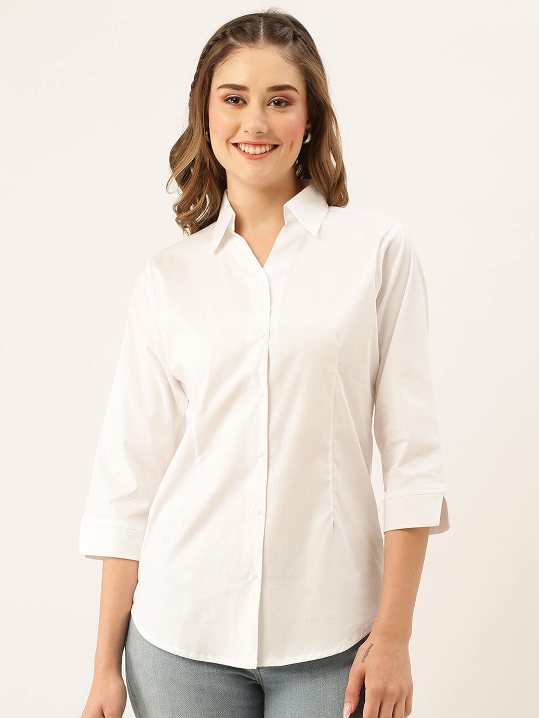

ZOLA White Relaxed Boxy Pure Cotton Formal Shirt