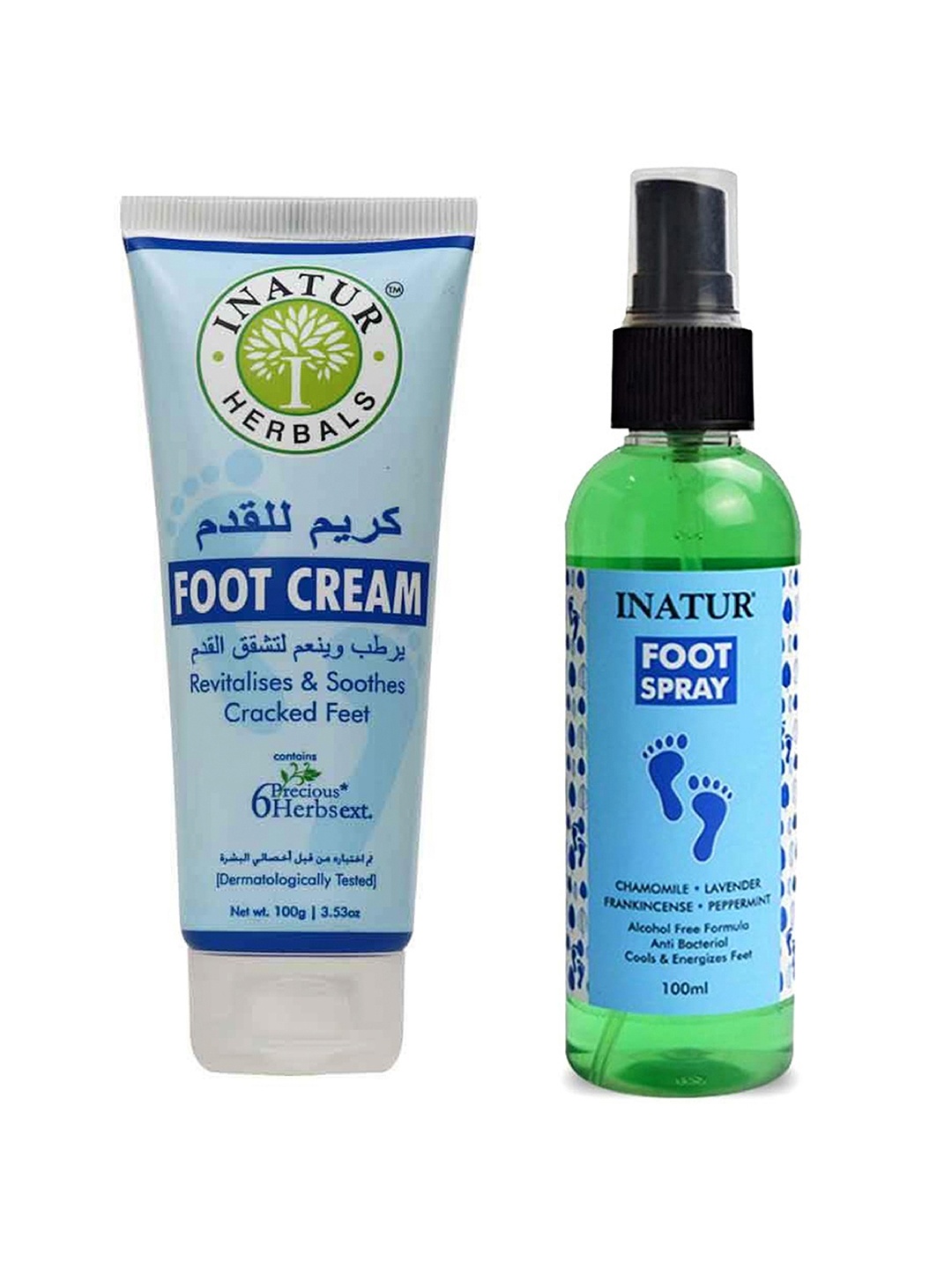 

Inatur Combo of 2 Foot Cream 100g & Glory Foot Spray 100 ml, Blue