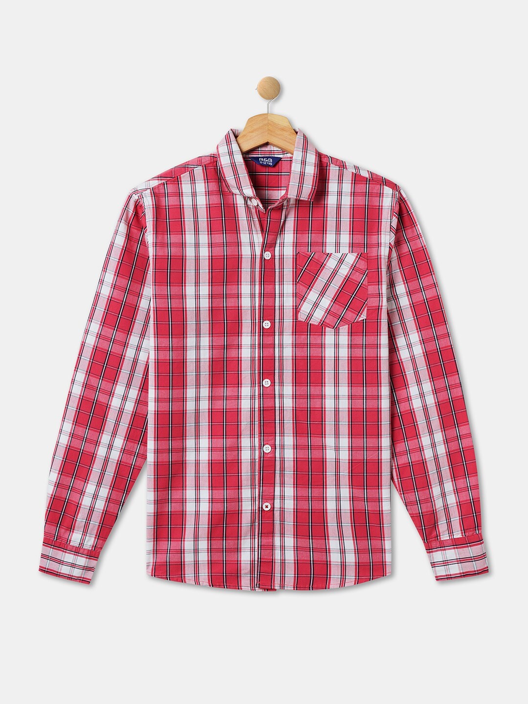 

R&B Boys Tartan Checked Cotton Casual Shirt, Red