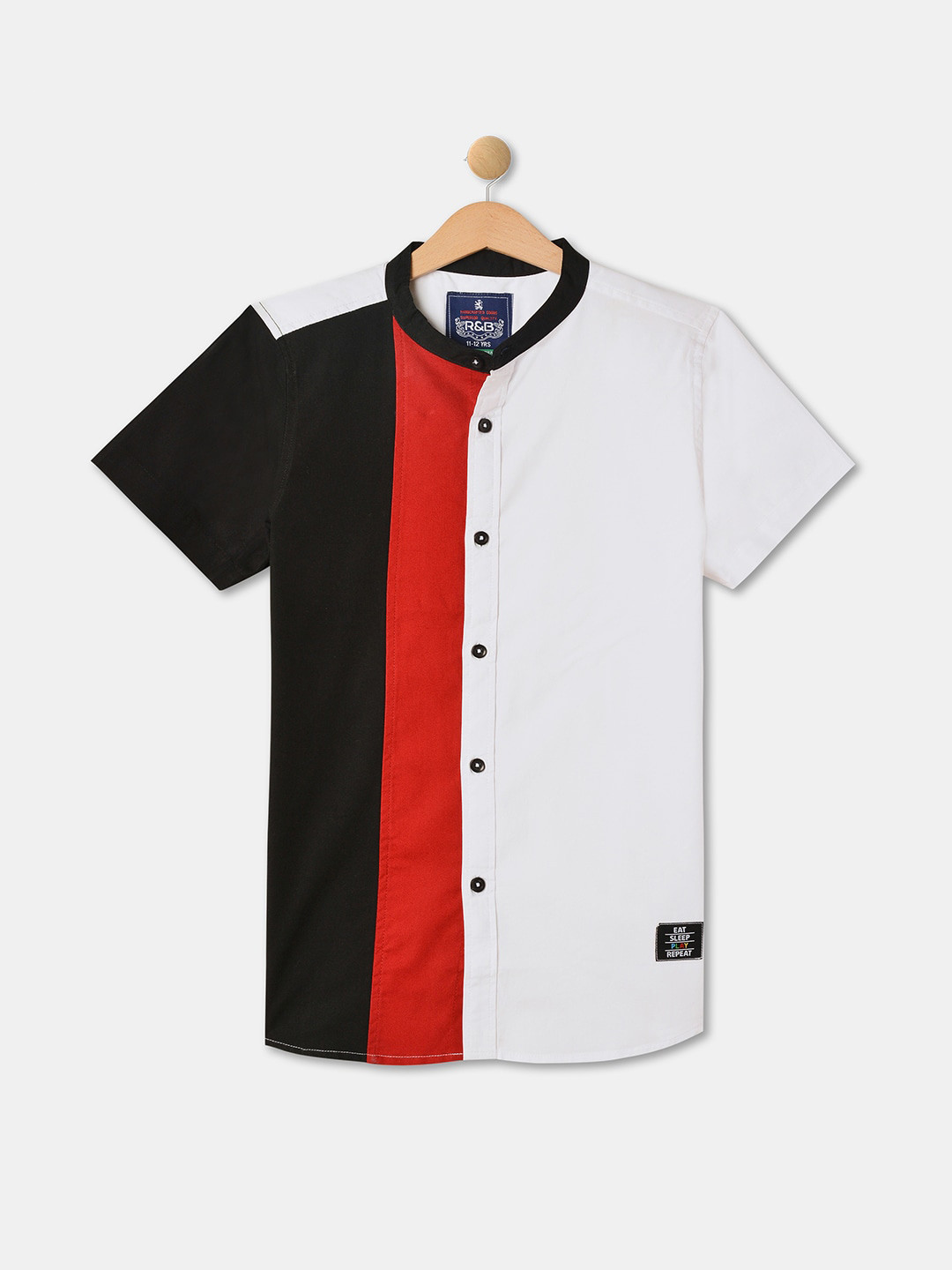 

R&B Boys Colourblocked Cotton Casual Shirt, White