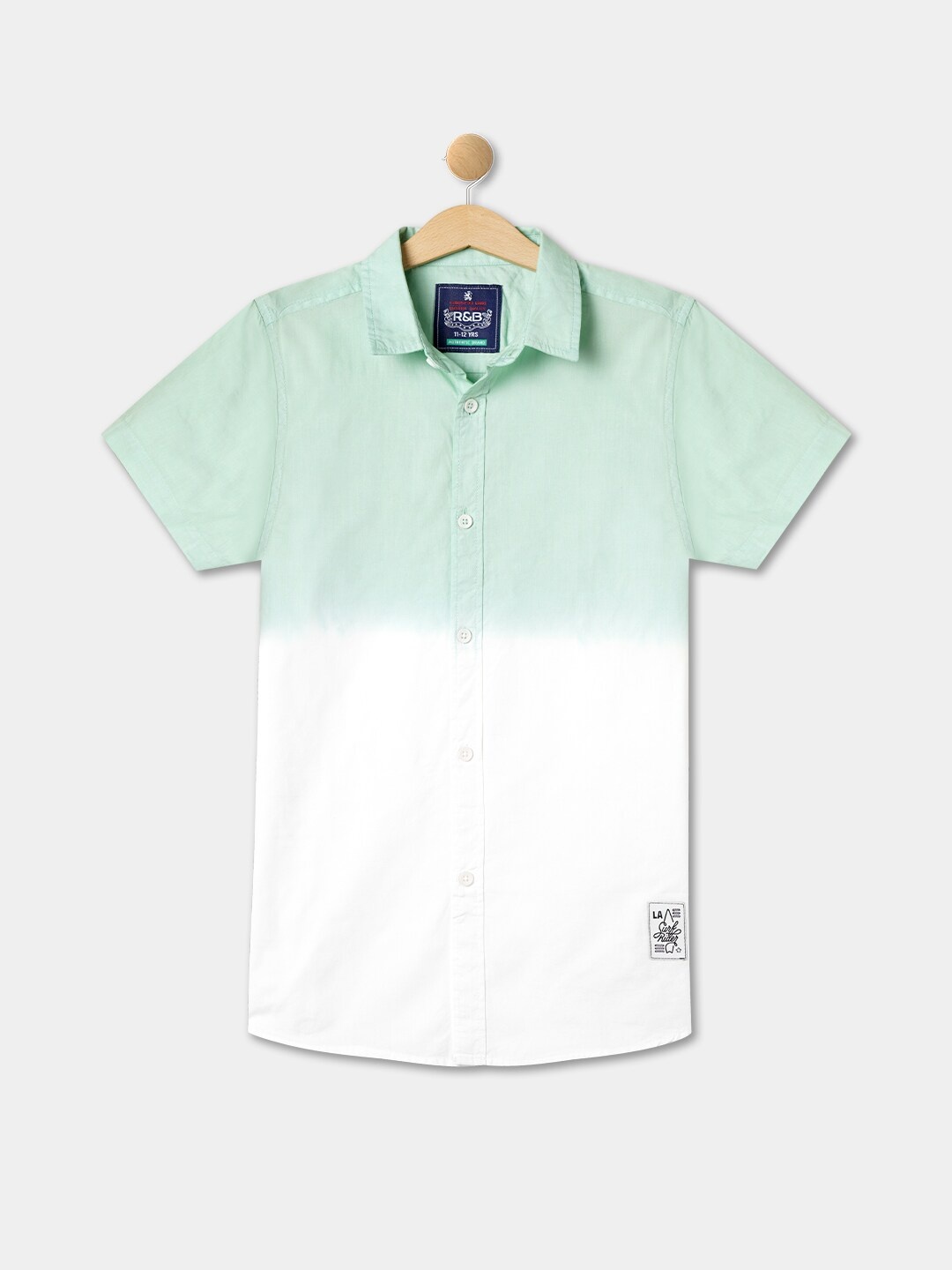 

R&B Boys Colourblocked Cotton Casual Shirt, Green