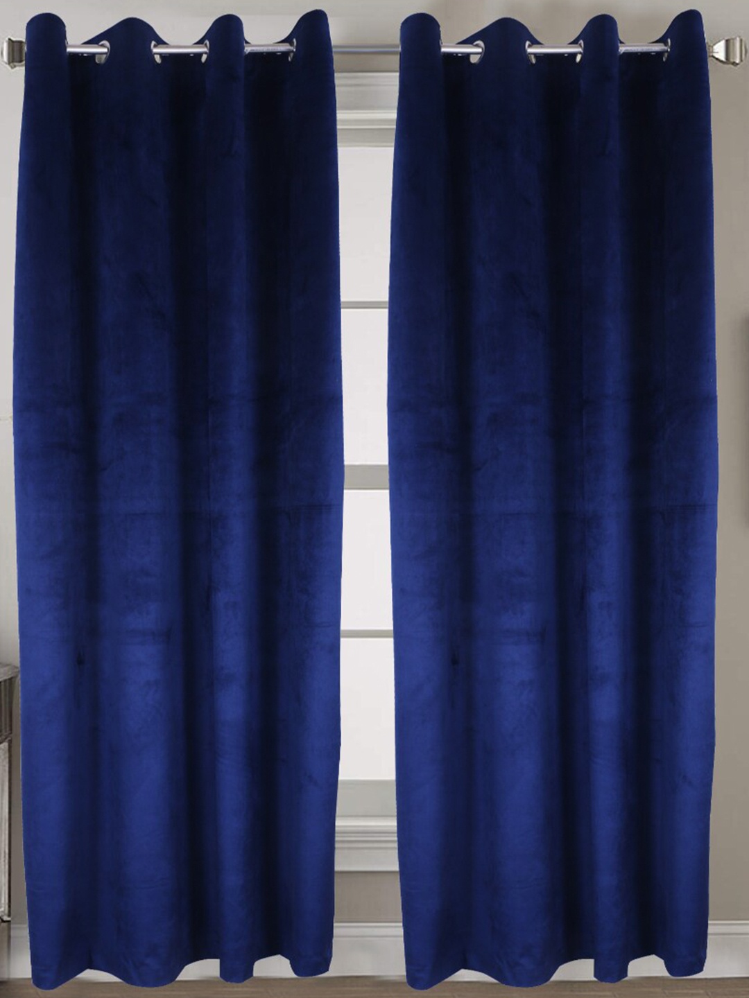 

INDHOME LIFE Navy Blue Velvet Black Out Window Curtain