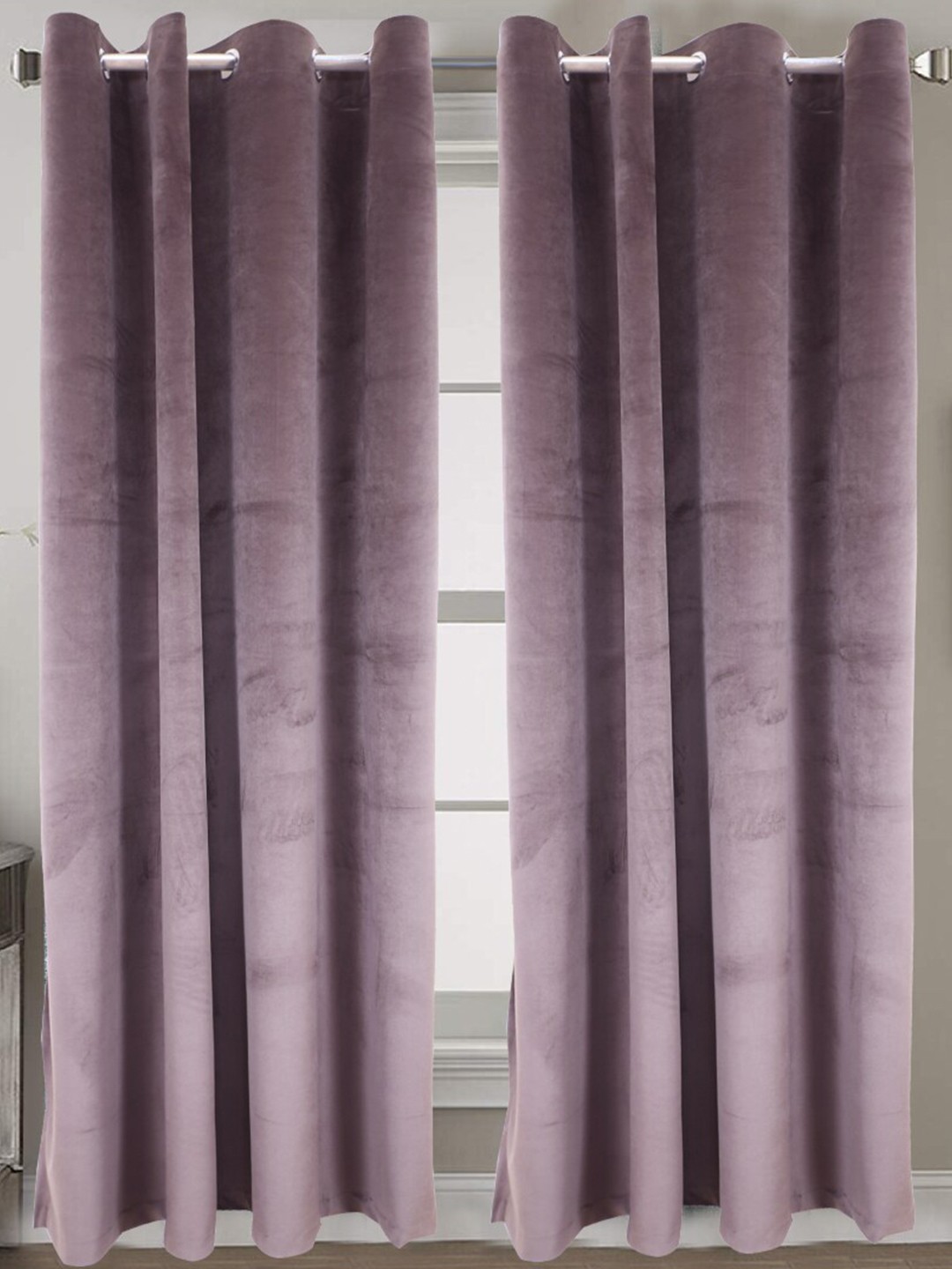 

INDHOME LIFE Brown 2 Pieces Black Out Velvet Long Door Curtains