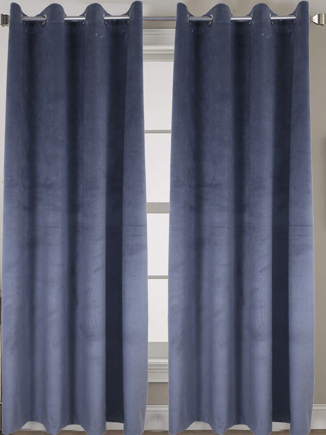 

INDHOME LIFE Grey Black Out Velvet Door Curtain