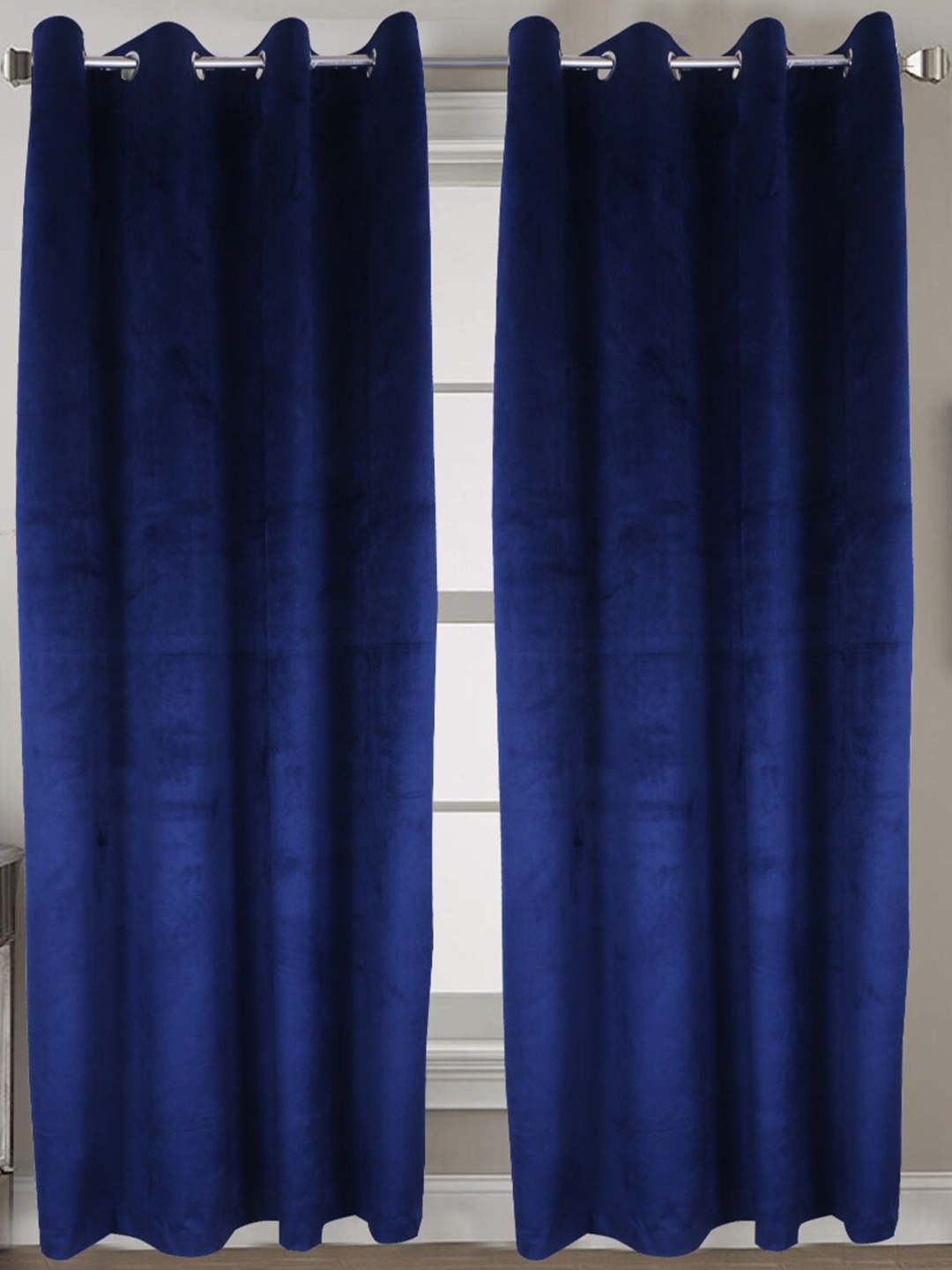 

INDHOME LIFE Navy Blue 2 Pieces Velvet Black Out Long Door Curtains