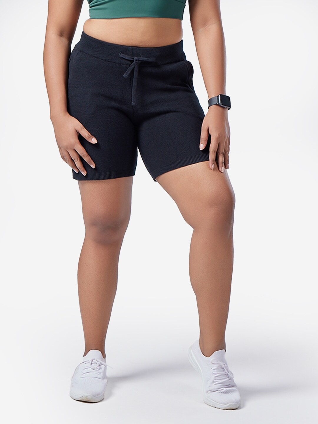

Blissclub Women Mid-Rise Breathable Sports Shorts, Black