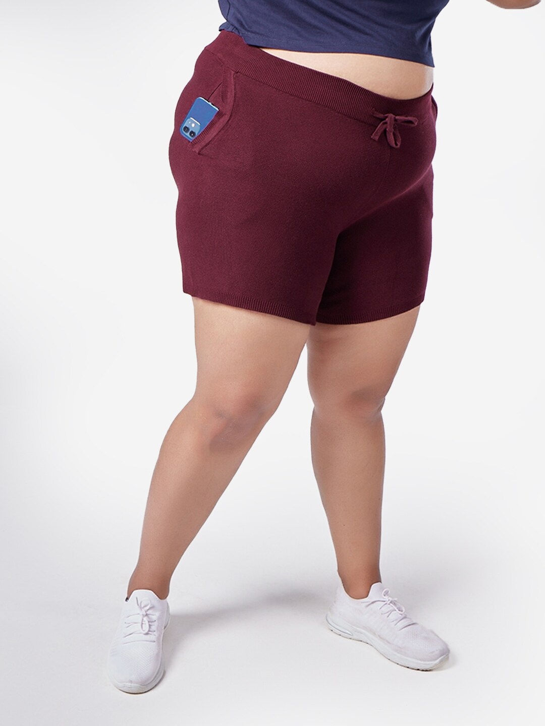 

Blissclub Women Mid-Rise Cotton Sports Shorts, Burgundy