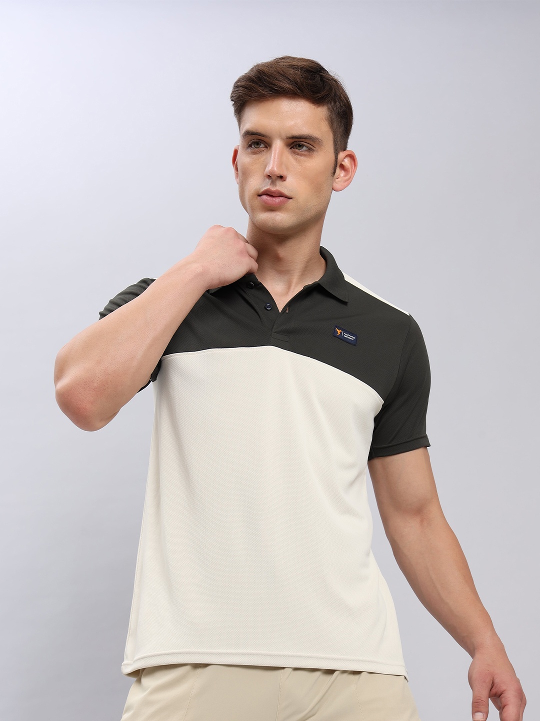 

Technosport Polo Collar Antimicrobial Slim Fit T-shirt, Beige