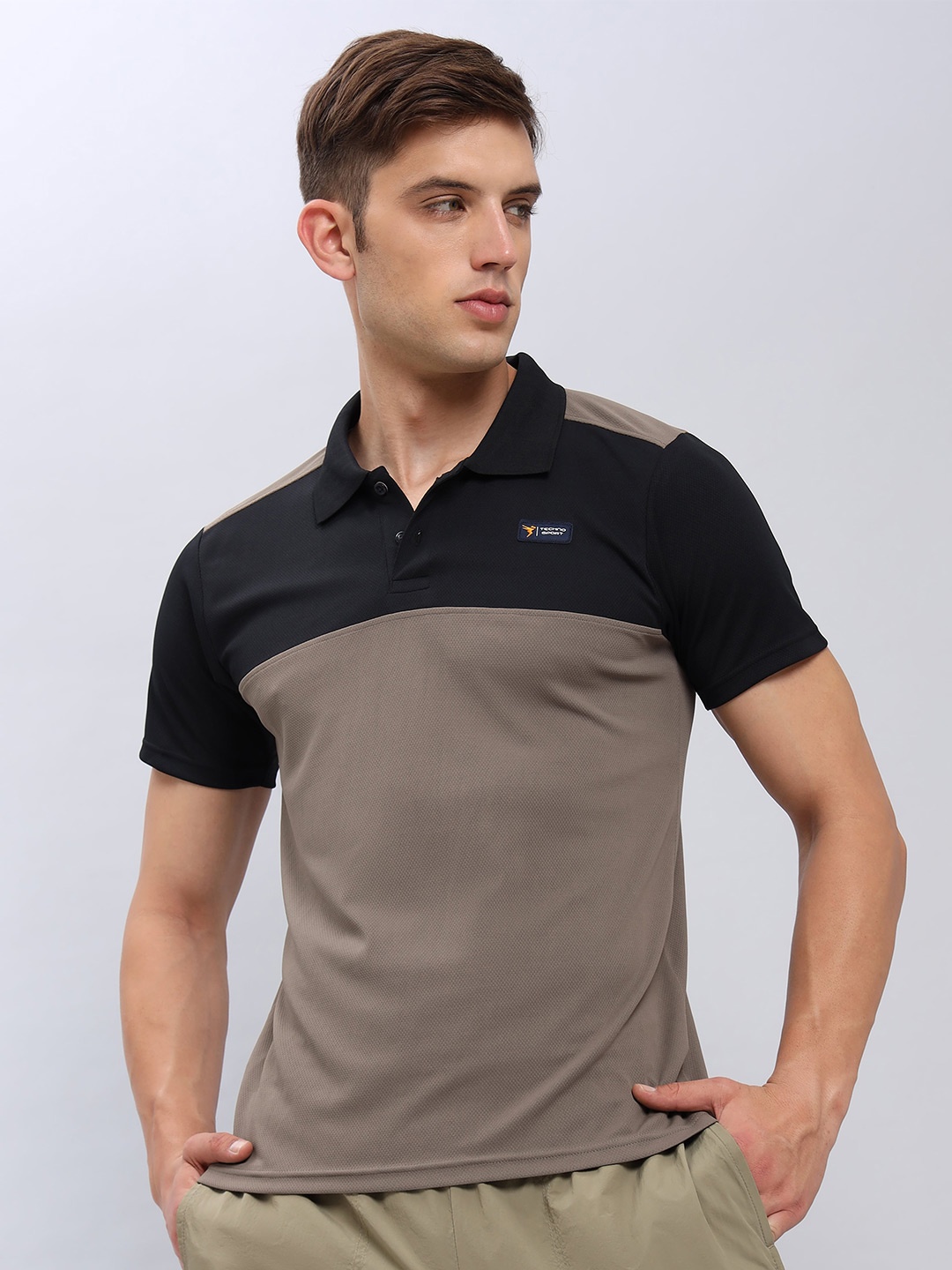 

Technosport Polo Collar Antimicrobial Slim Fit T-shirt, Grey