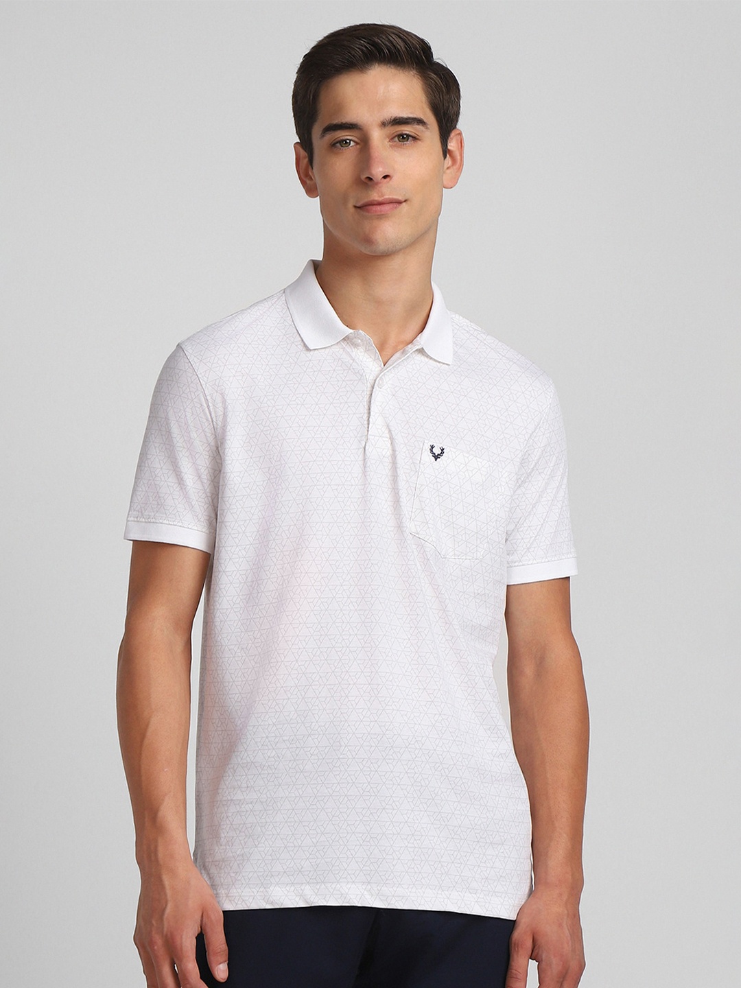 

Allen Solly Geometric Printed Polo Collar Pure Cotton T-shirt, White