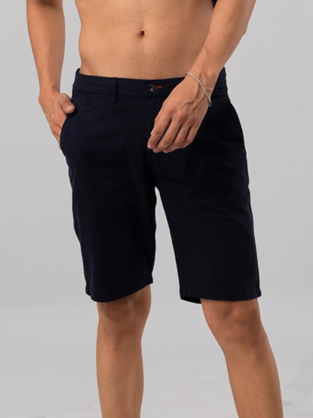 

Snitch Men Navy Blue Cotton Regular Shorts