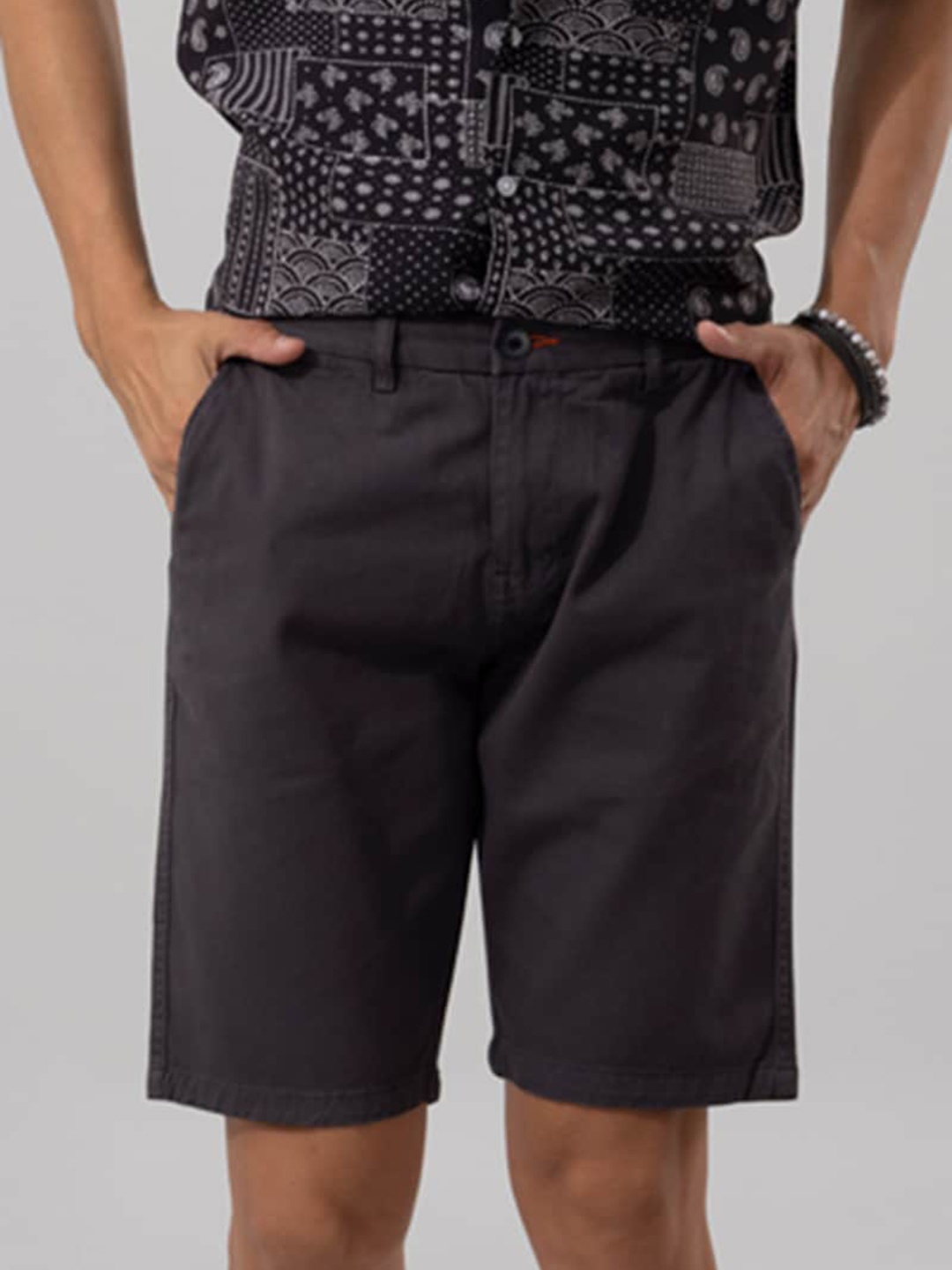 

Snitch Men Grey Cotton Regular Shorts