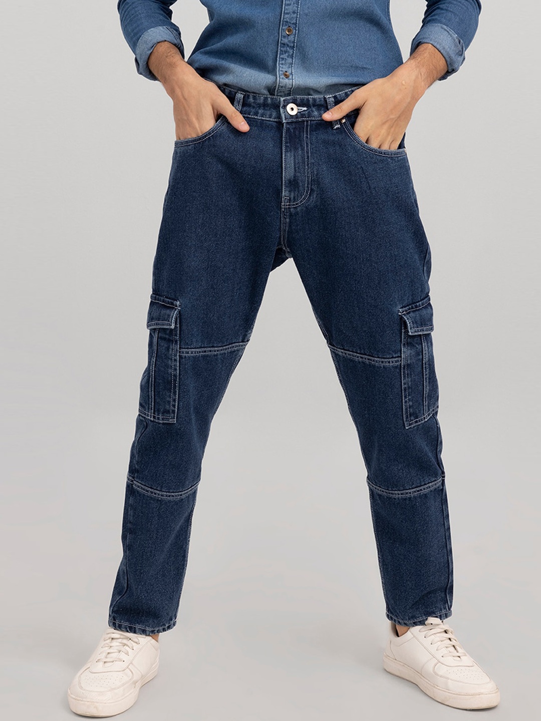 

Snitch Men Blue Clean Look Relaxed Fit Stretchable Cropped Jeans