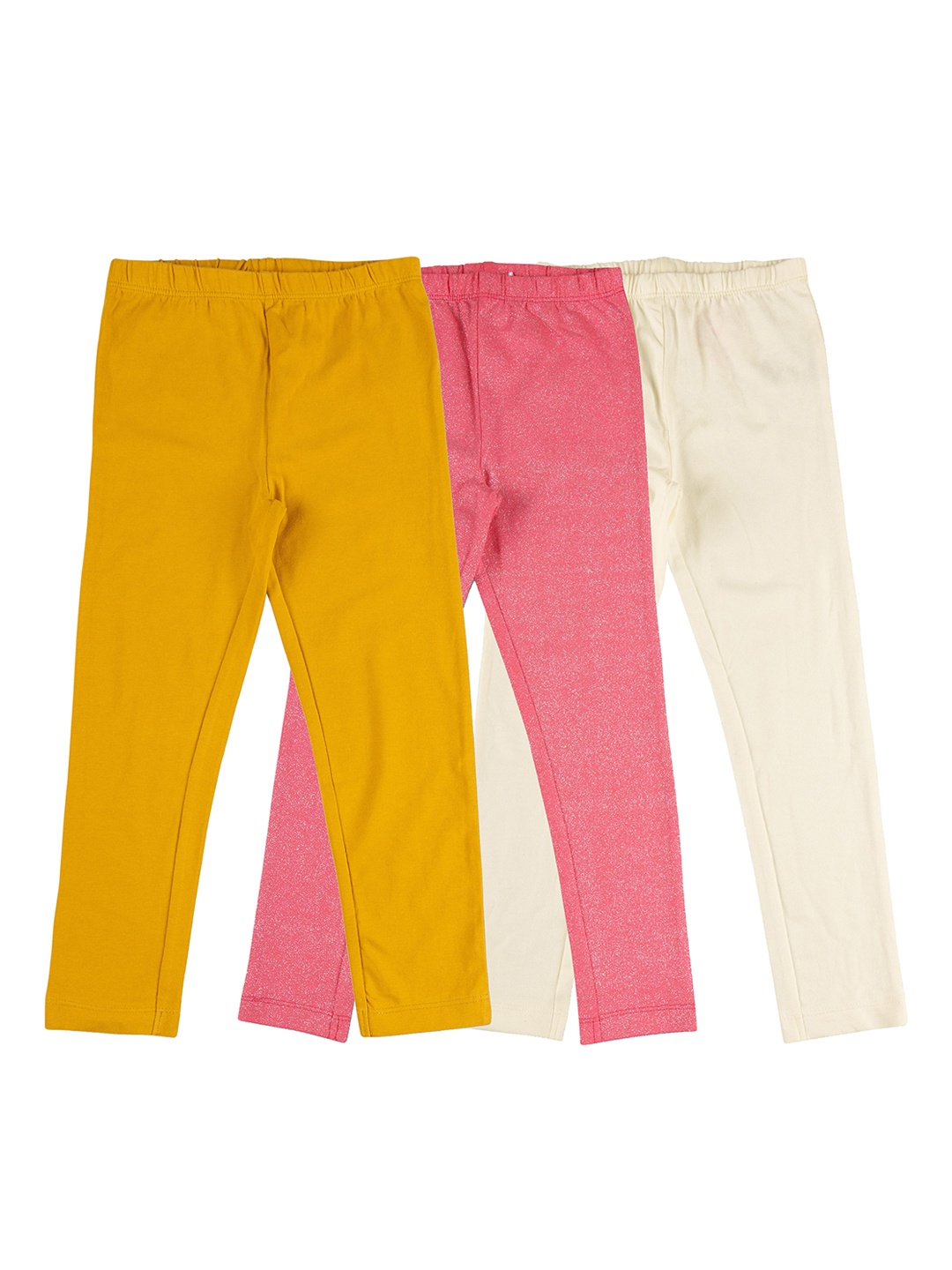 

JusCubs Girls Pack Of 3 Cotton Churidar Leggings, Yellow