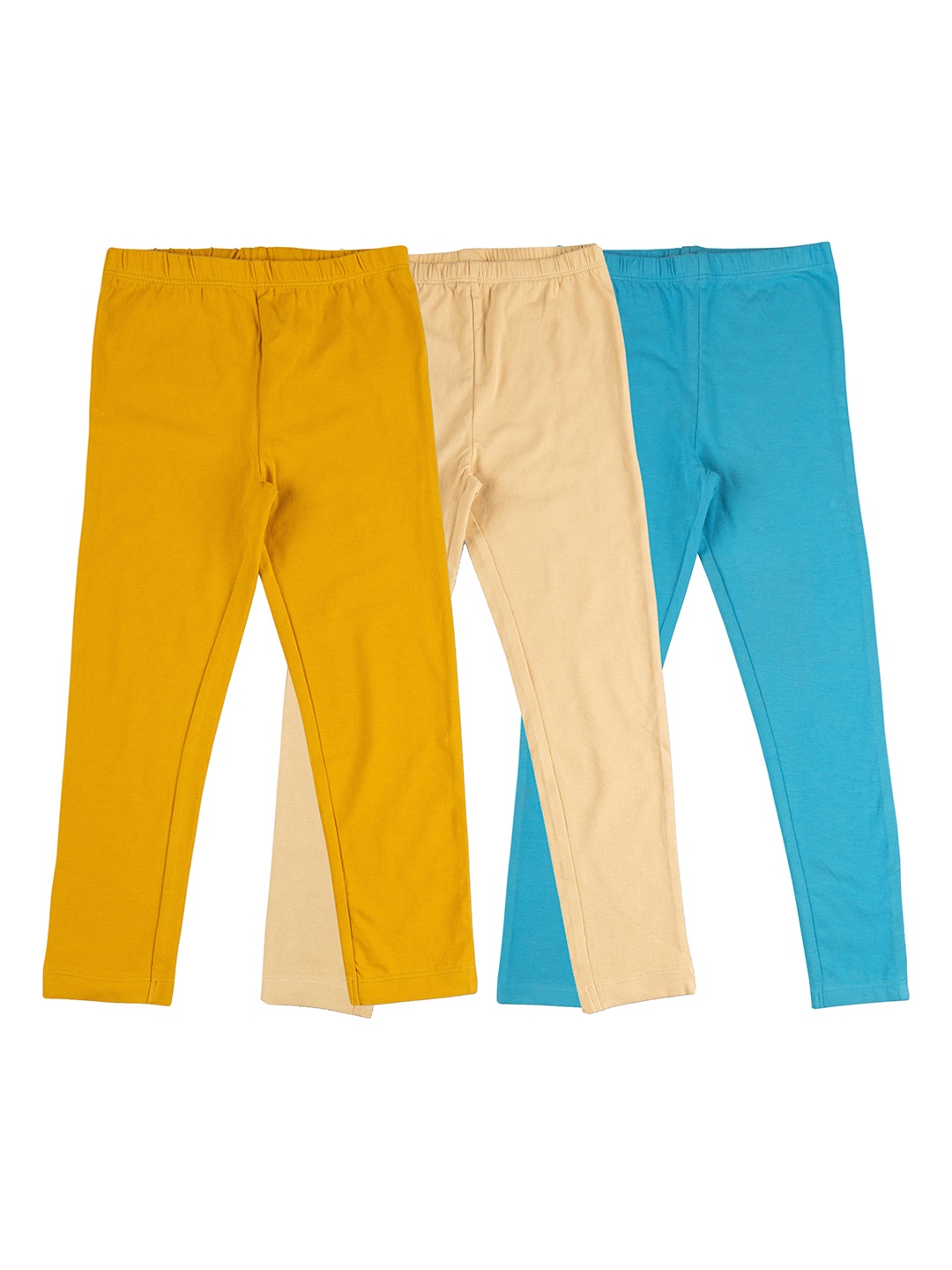 

JusCubs Girls Pack Of 3 Ankle-Length Cotton Leggings, Yellow