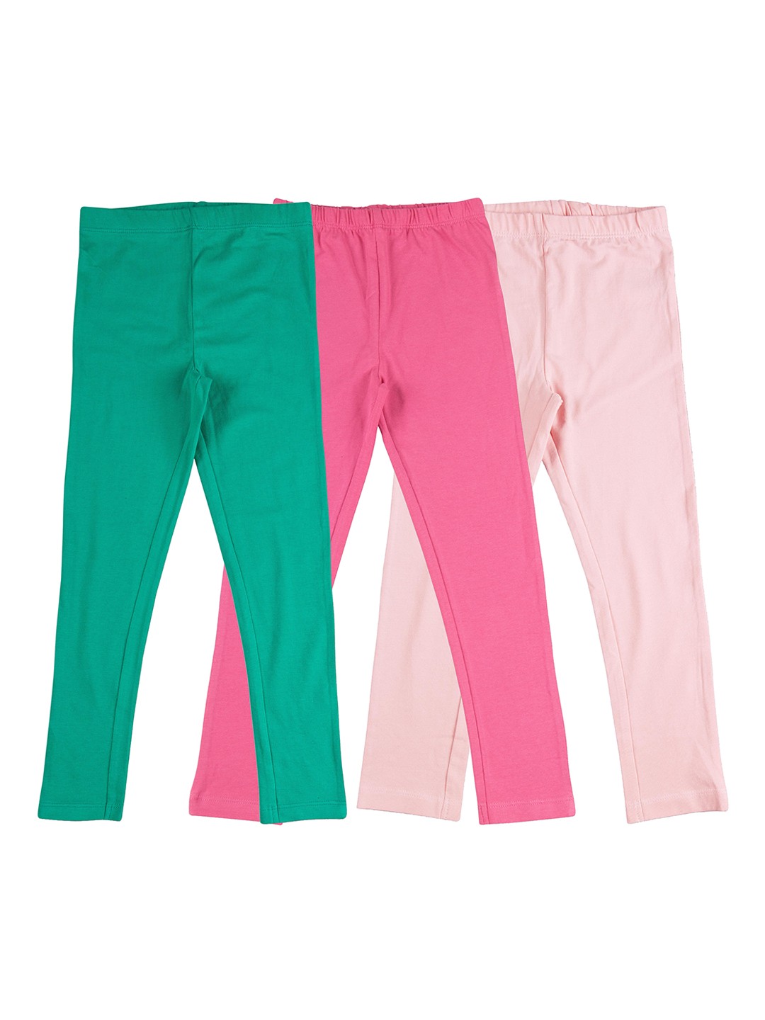 

JusCubs Girls Pack Of 3 Churidar-Length Cotton Leggings, Green
