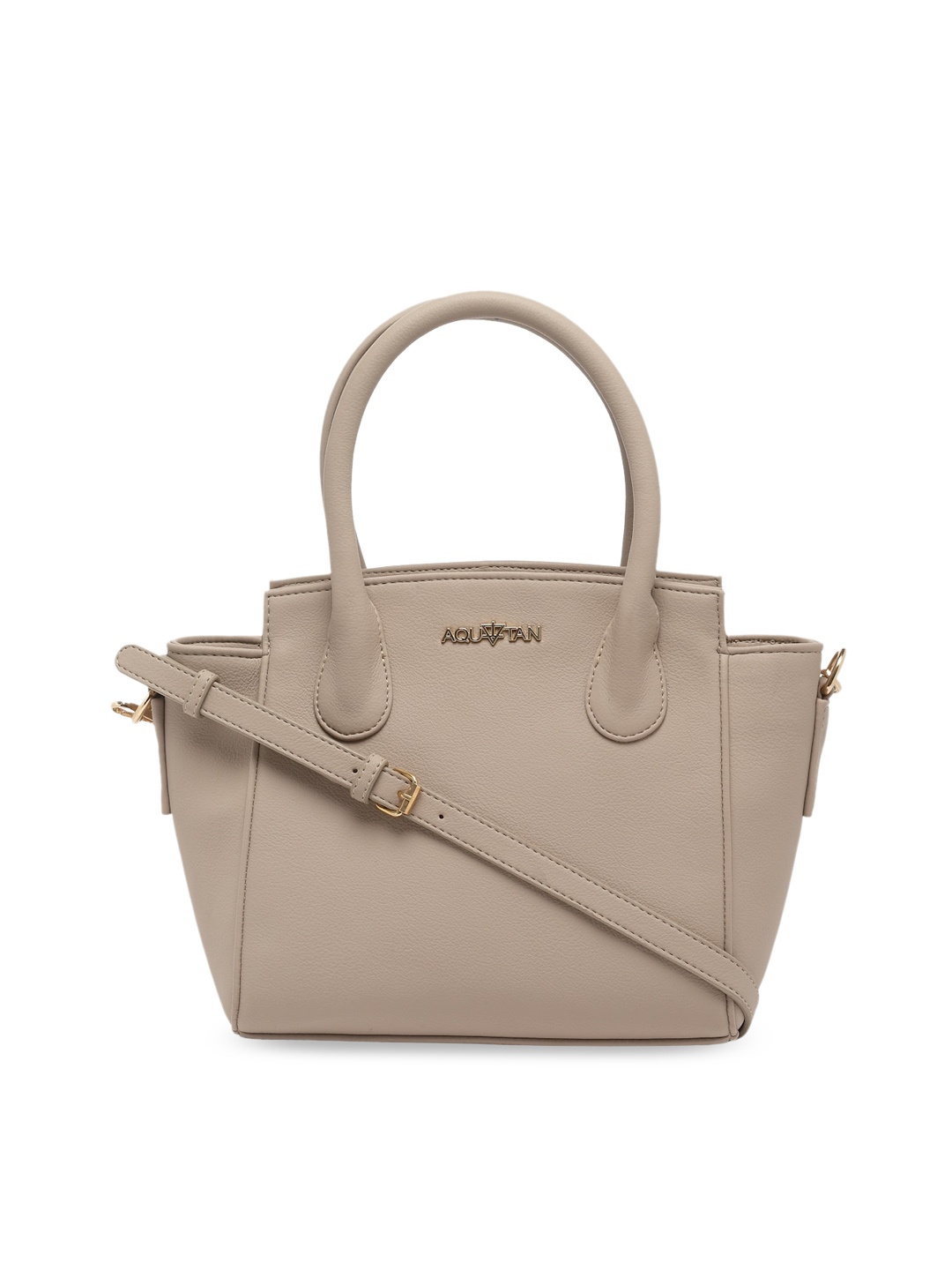 

AQUATAN Colourblocked PU Structured Handheld Bag with Quilted, Beige