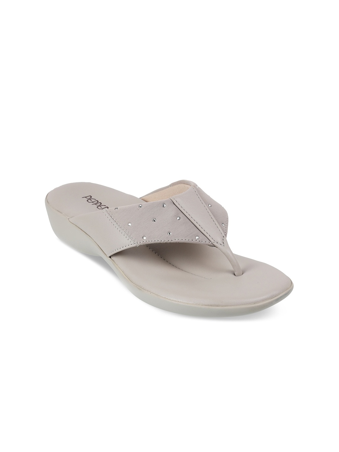 

PEPPER Women Embellished Open Toe Flats, Grey