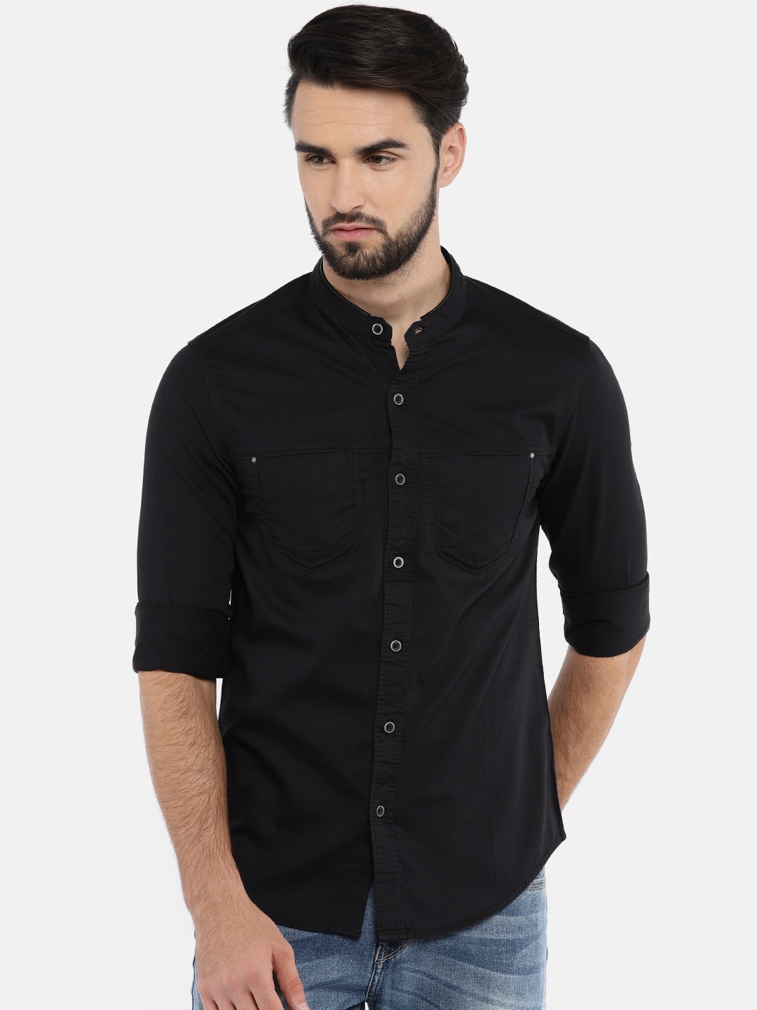 

SPYKAR Men Black Regular Fit Solid Casual Shirt