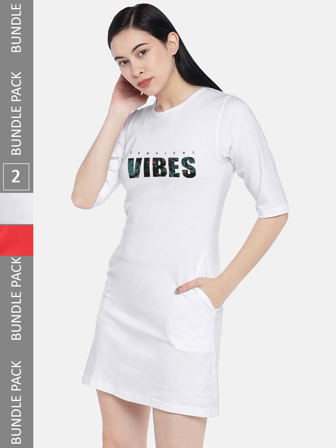 

STATUS MANTRA Multicoloured Print T-shirt Dress, Multi