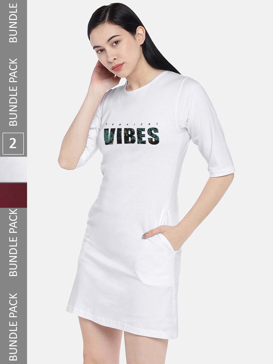 

STATUS MANTRA Multicoloured Print T-shirt Dress, Multi