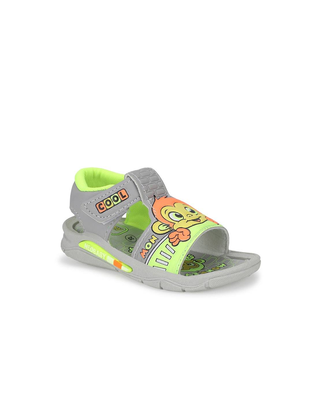 

NEOBABY Infants Kids Monkey Printed Musical Chu-Chu Sound Comfort Sandals, Grey