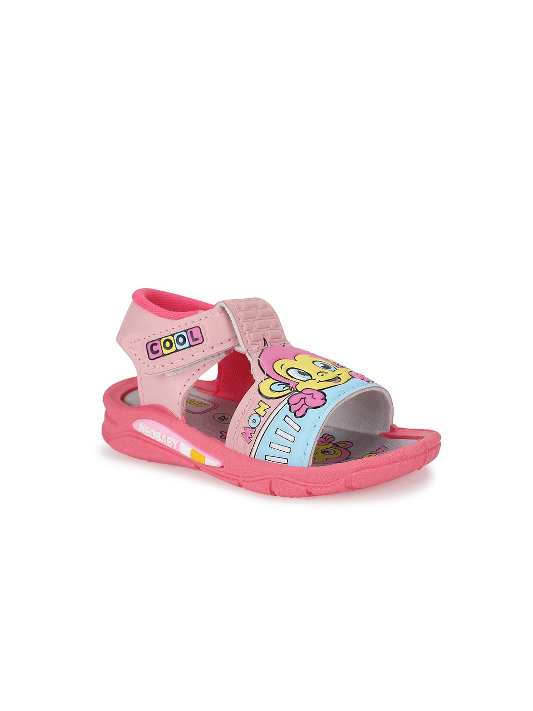 

NEOBABY Infants Kids Monkey Printed Musical Chu-Chu Sound Comfort Sandals, Pink