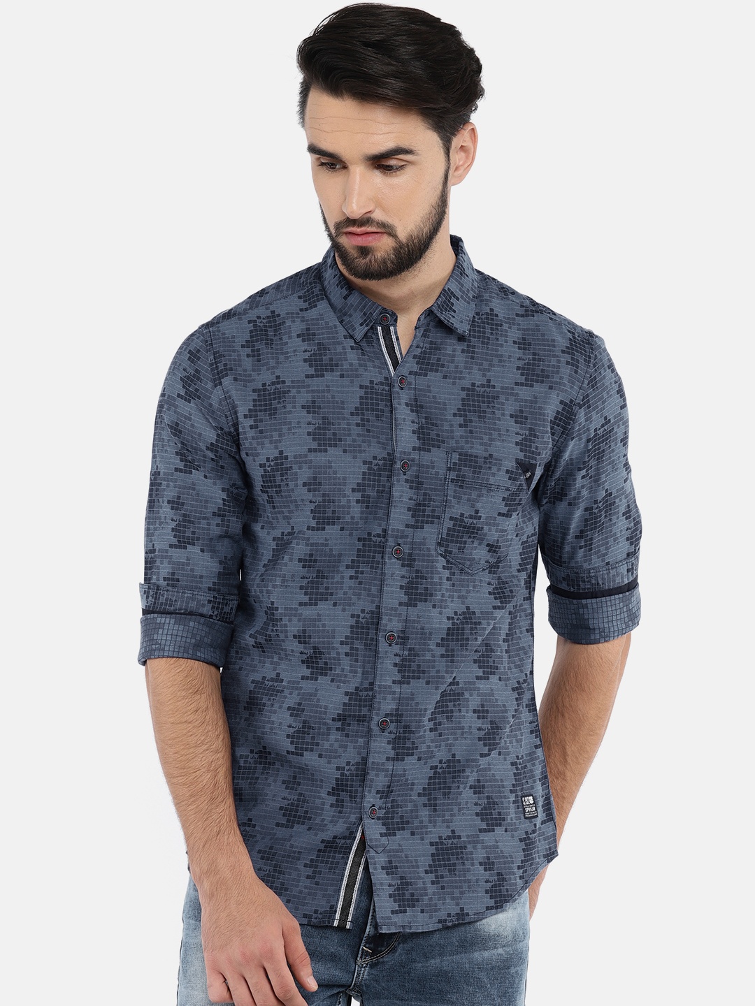 

SPYKAR Men Blue Slim Fit Printed Casual Shirt