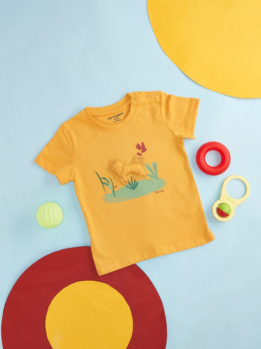 

Pantaloons Baby Infant Boys Graphic Printed Casual Cotton T-shirt, Yellow
