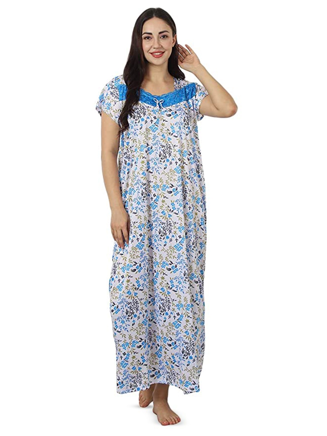 

Noty Floral Printed Maxi Nightdress, Blue