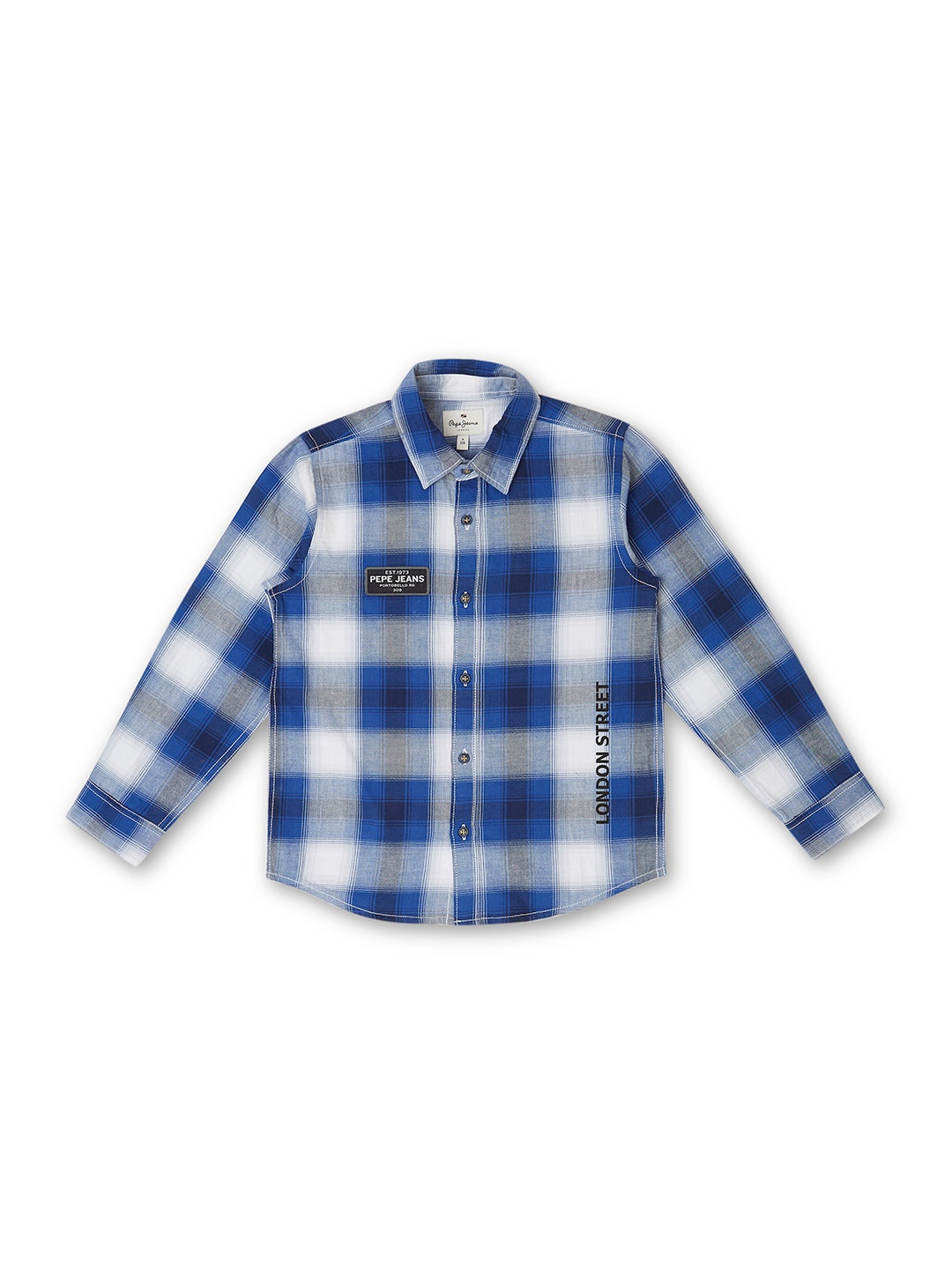 

Pepe Jeans Boys Checked Cotton Casual Shirt, Blue
