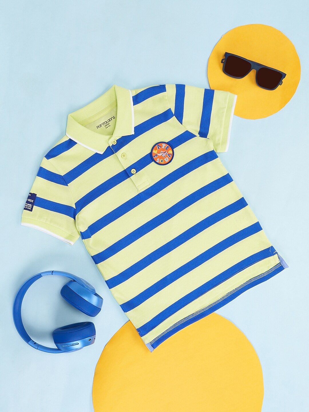 

Pantaloons Junior Boys Striped Polo Collar Cotton T-shirt, Yellow