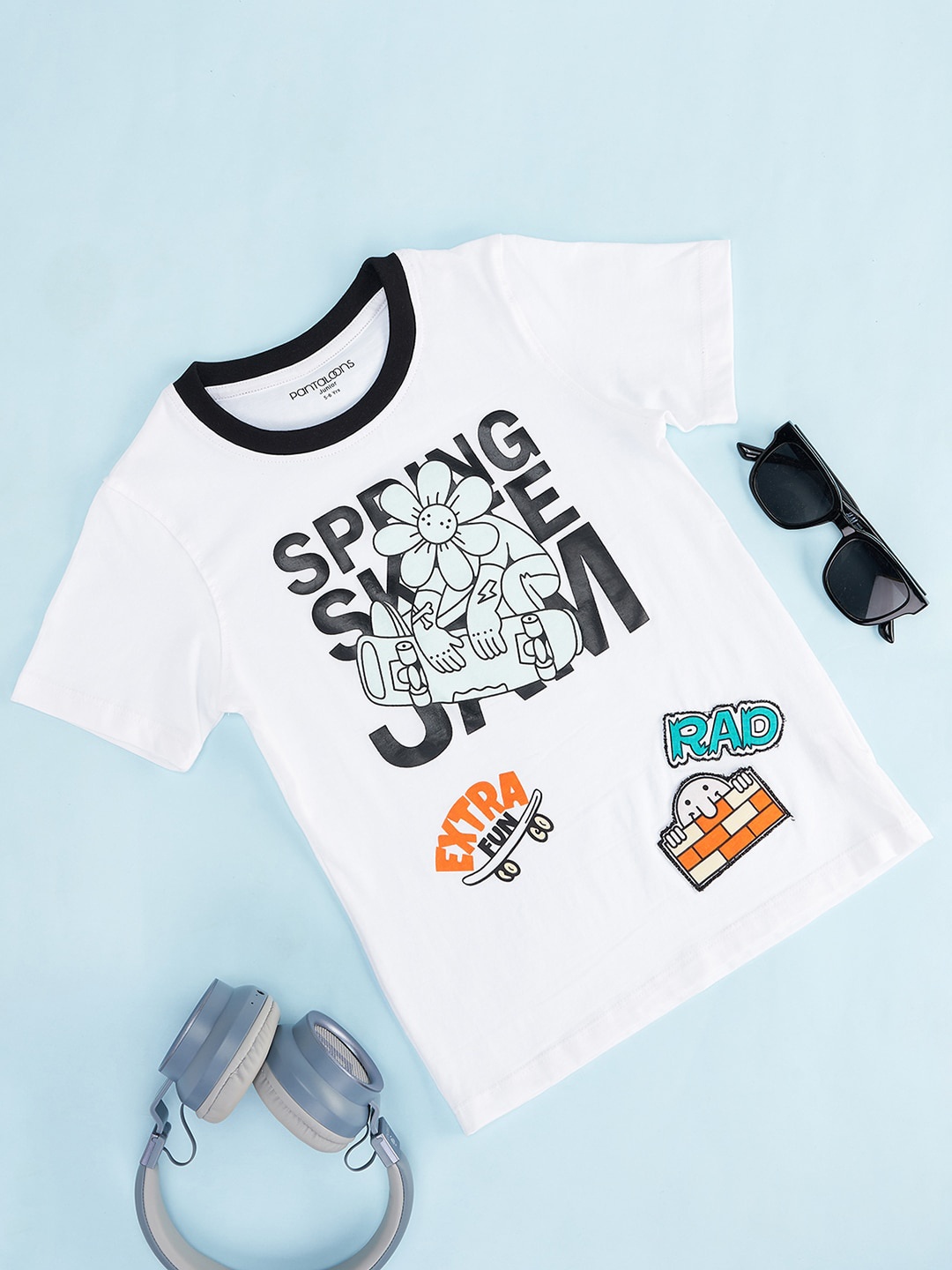 

Pantaloons Junior Boys Typography Printed Cotton T-shirt, White