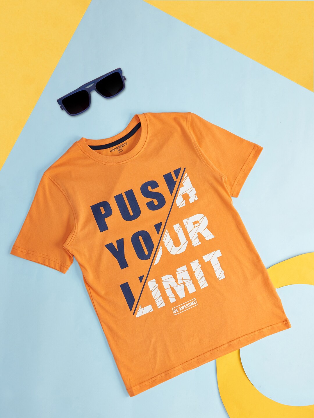 

Pantaloons Junior Boys Typography Printed Cotton T-shirt, Orange