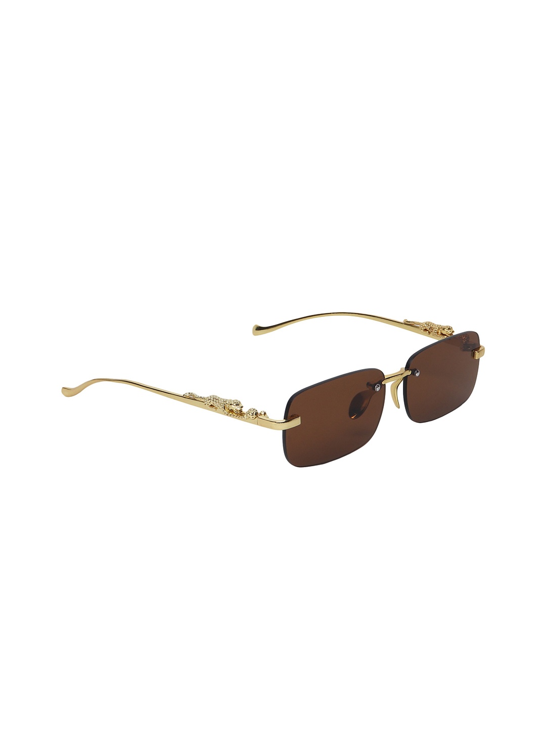 

ALIGATORR Full Rim Square Sunglasses with UV Protected Lens AGR_CARTR_GLD, Brown
